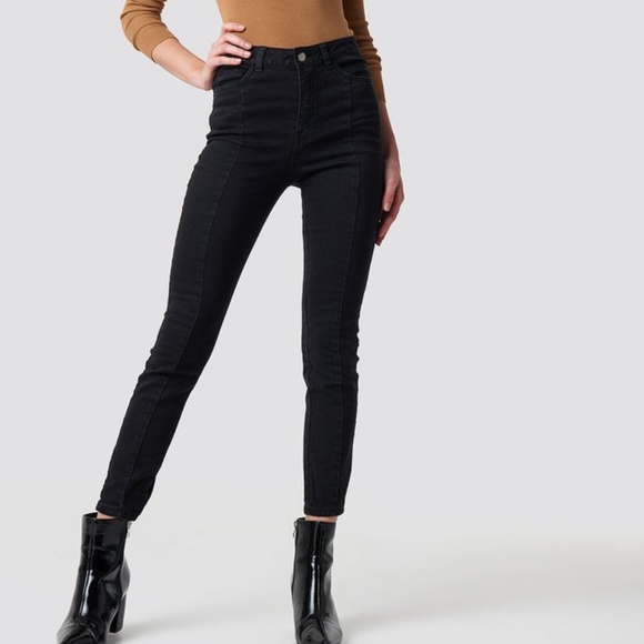 Black High Waist Skinny Panel Jeans - Picture 2 of 5